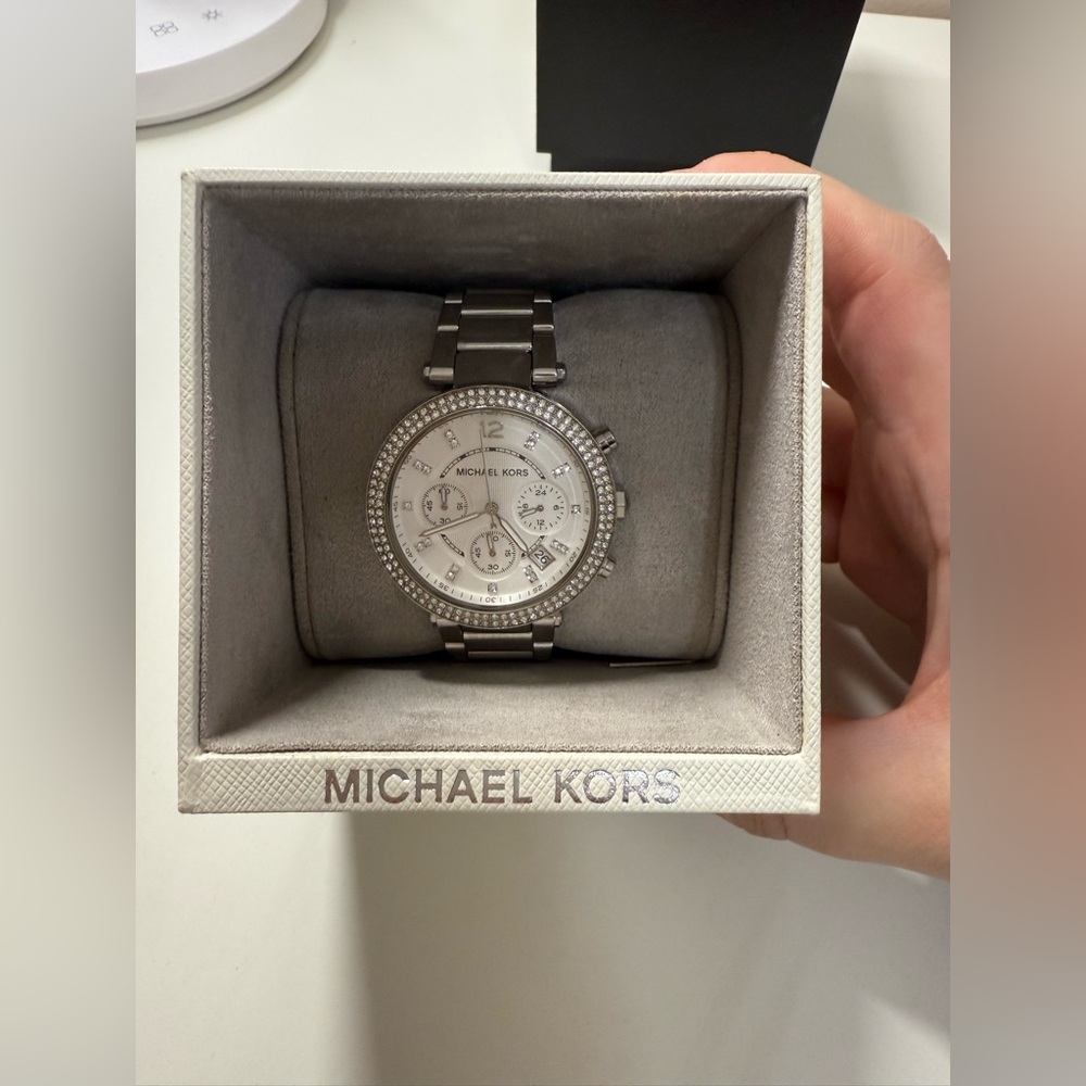 Michael Kors Silver and White Womens Watch